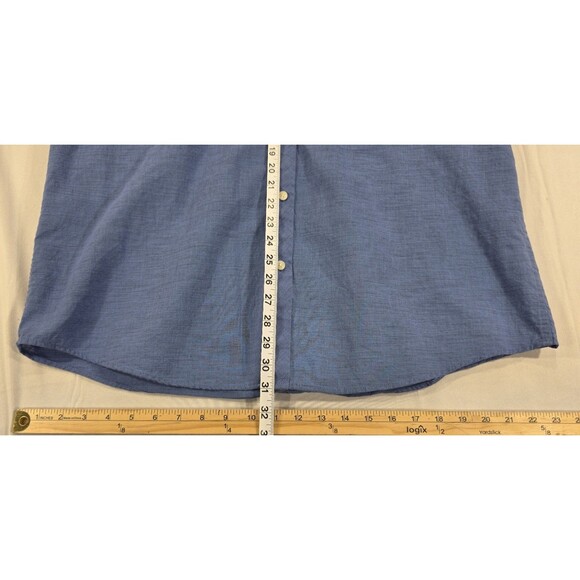 Roundtree & Yorke Mens Cotton Shirt Short Sleeve Button Down Blue Size L - Picture 9 of 10